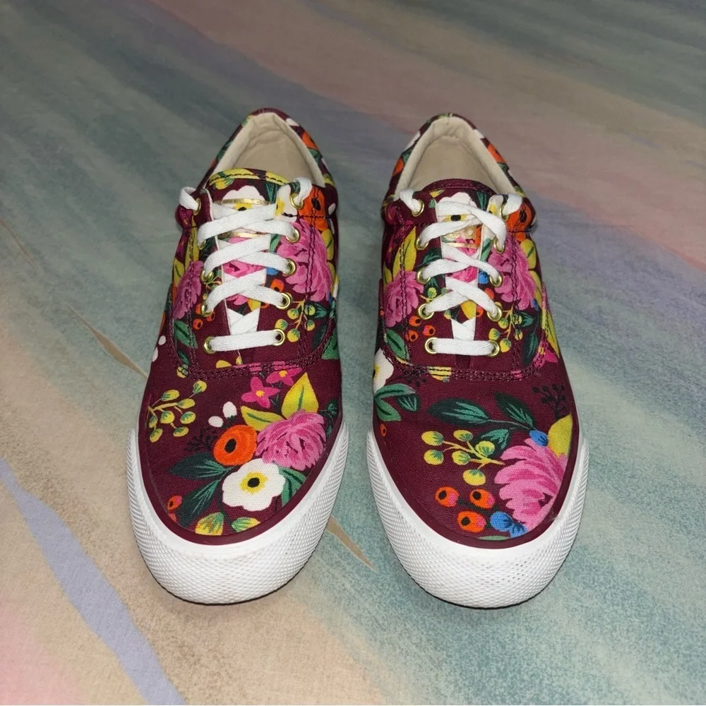 Keds x Rifle Paper Co Burgundy Bloosoms floral sneakers women's size 7.5
